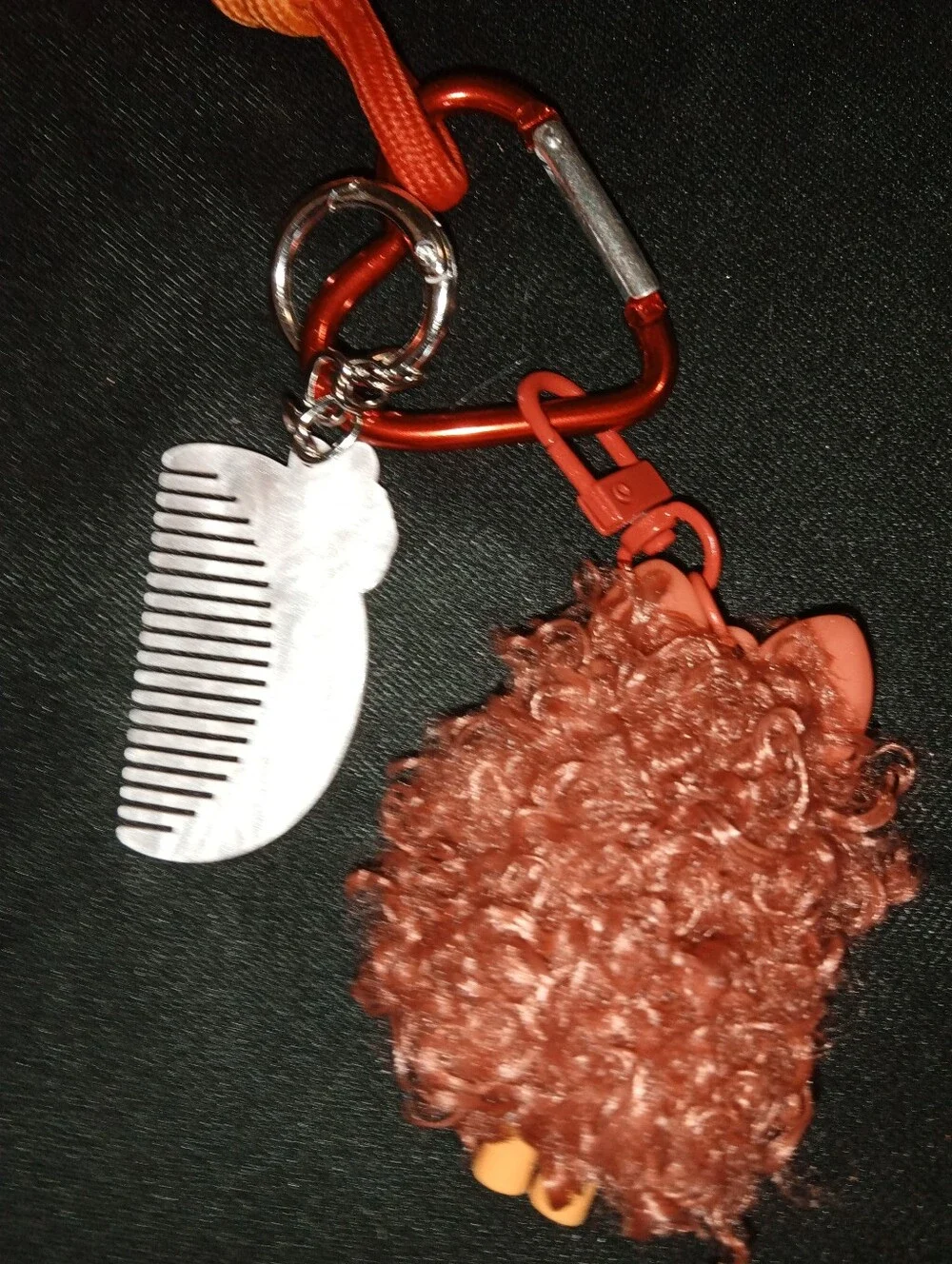 Orange Doll Keychain with Comb Charm